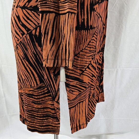 Chico's Travelers Burnt Orange Black Abstract Slinky Knit Shirt Dress Vacation - Picture 5 of 9